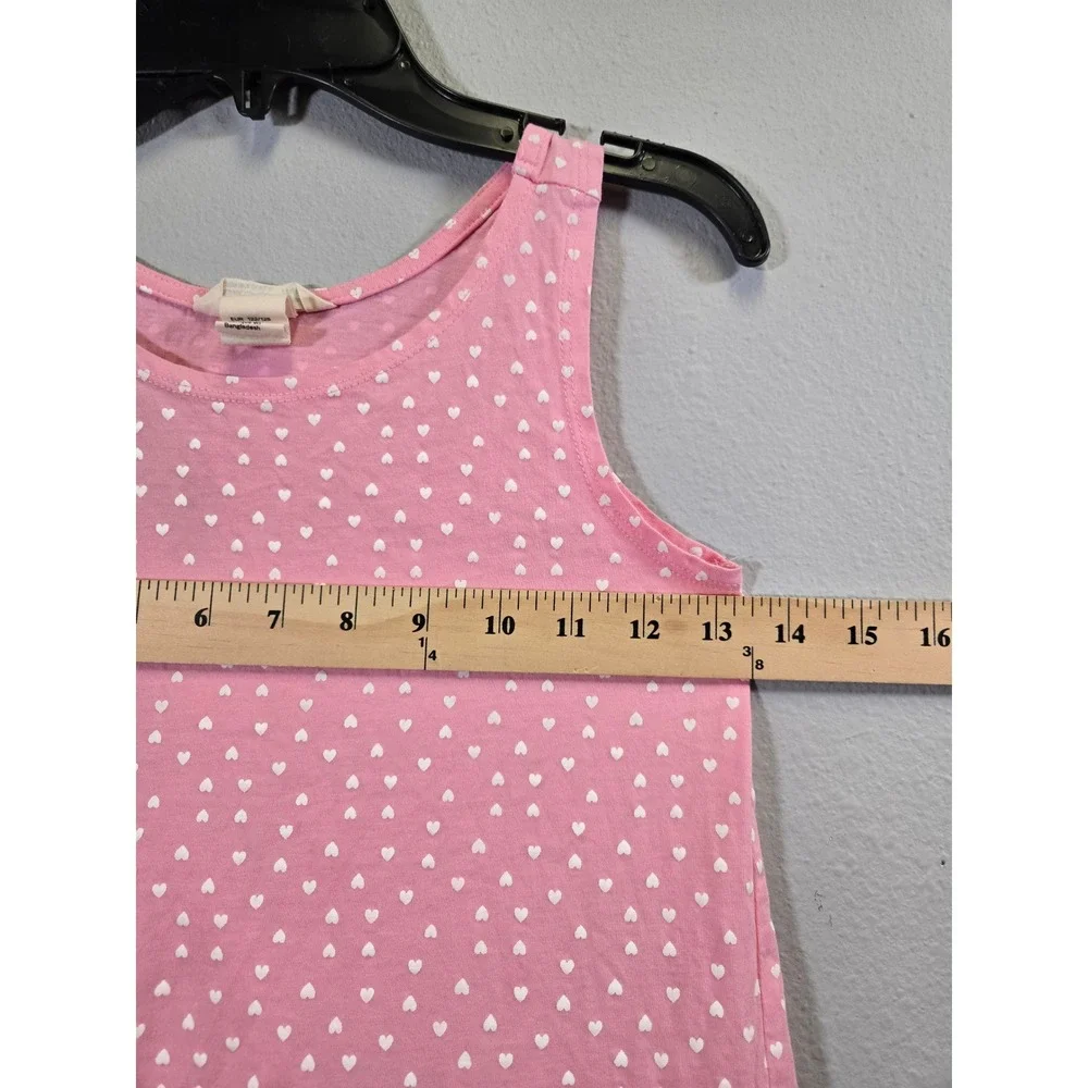 H&M Heart Print Pink Sleeveless Drop Waist Ruffle Organic Cotton Dress 6-8Y